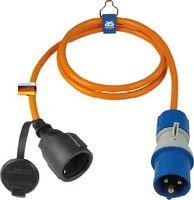 Adapterleitung 1,5 m Schukokupplung auf CEE Stecker mit Spannungsanzeige, Außenbereich IP44