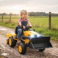 Kinder Elektro Bagger mit Anhänger, Schaufel 12V Aufsitzbagger mit Fernbedienung