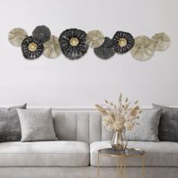 Wanddeko Moderne Metallbild Wandskulptur mit kreisförmigen Scheiben Wandbild