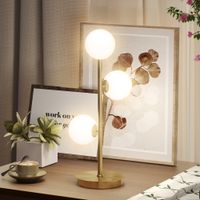Tischlampe Tischleuchte mit 3 Kugelschirmen, Leselampe mit G9-Fassungen Messing