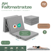 AH-FALT Klappmatratze – Faltbare Kaltschaummatratze mit 3-Zonen-Kern, Gästematratze, 60 x 190 - 7 cm Höhe 