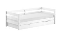 VIPACK - Funktionsbett mit Umrandung, Rolllattenrost, 90x200, Bettschublade, Weiß lackiert