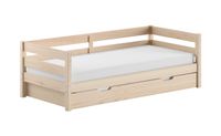 VIPACK - Funktionsbett mit Umrandung, Rolllattenrost, 90x200, Bettschublade, Milky White lackiert