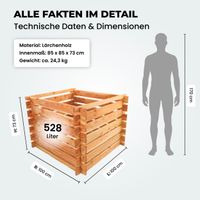 Holzkomposter natur 100x100cm Lärche für Garten Stecksystem langlebig