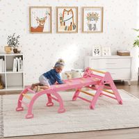 Klettergerüst Indoor, 7 in 1 klappbar Kletterdreieck mit Rutsche, Kletterbogen