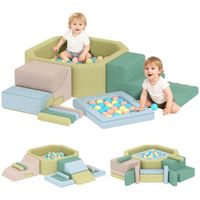 Schaumstoff Bausteine Kinder 15er-Set mit Bällepool, 200 Bälle Mehrfarbig