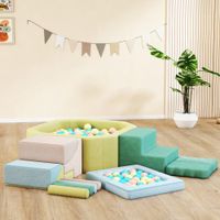 Schaumstoff Bausteine Kinder 15er-Set mit Bällepool, 200 Bälle Mehrfarbig