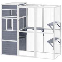 Katzengehege Outdoor Katzenhaus aus Holz mit 3 Plattformen wetterfestem Dach
