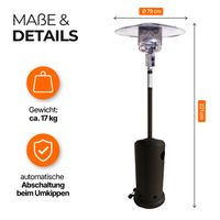 Heizpilz Classico schwarz 14 kW Gasheizstrahler für Terrasse, Garten oder Outdoor-Feiern