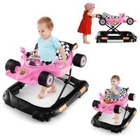 COSTWAY 4 in 1 Baby Lauflernhilfe, Lauflernwagen Autoförmig mit verstellbarer Höhen