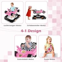 COSTWAY 4 in 1 Baby Lauflernhilfe, Lauflernwagen Autoförmig mit verstellbarer Höhen