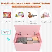 COSTWAY Spielzeugkiste, 2 in 1 Spielzeugtruhe mit Deckel, Kissen & Tragegriffen 74x39x52cm Rosa