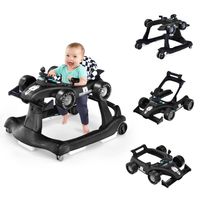 COSTWAY 4 in 1 Lauflernwagen mit einstellbarer Höhe & Geschwindigkeit, Lauflernhilfe Autoförmig