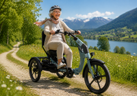 Caboocargo Dreirad E-Bike Chill, blau faltbar