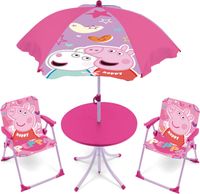 ARDITEX Kinder-Tischset Peppa Pig mit 2 Stühlen & Sonnenschirm für Garten & Balkon