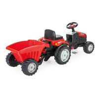 Trettraktor rot mit Anhänger, Traktor zum draufsitzen, Kinder Traktor ab 3 Jahre