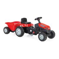 Trettraktor rot mit Anhänger, Traktor zum draufsitzen, Kinder Traktor ab 3 Jahre
