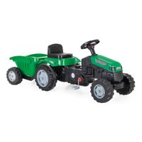 Trettraktor grün mit Anhänger, Traktor zum draufsitzen, Kinder Traktor ab 3 Jahre