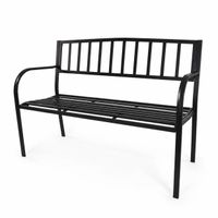 Gartenbank Metall Schwarz 2-Sitzer, 128 cm für Garten und Terrasse