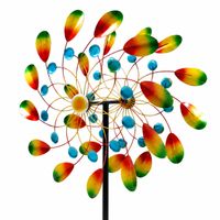 Windrad Garten Peacock aus Metall, buntes Windspiel, 212 cm hoch