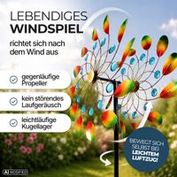 Windrad Garten Peacock aus Metall, buntes Windspiel, 212 cm hoch
