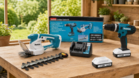 Makita DK18B56Y Set HP488D Schlagbohrschrauber + UM110D Grasschere 18V G-Serie, 2 Akkus