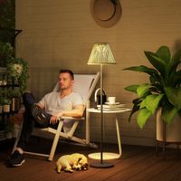 Solar Stehlampe Rattan Solarlampen mit Lichtsensor 25 LED-Lichte Solarleuchte