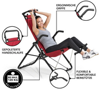 Inversionstrainer Deluxe - Heimtrainer für Rücken, Bauch, Rumpf & Beine - Rot / Schwarz