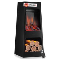 KAMINIO Elektrischer Gartenkamin KAI L - Elektro Terrassenofen - Schwarz
