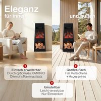 KAMINIO Elektrischer Gartenkamin KAI L - Elektro Terrassenofen - Schwarz