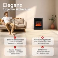 KAMINIO Elektrokamin KALLE - Elektrischer Standkamin mit Heizung, 3D-Flammeneffekt - Schwarz