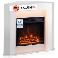 KAMINIO Elektrokamin MATTI - Elektrischer Eckkamin - Ecke, Weiß