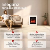 KAMINIO Elektrokamin KALLE - Elektrischer Standkamin mit Heizung, 3D-Flammeneffekt - Weiß