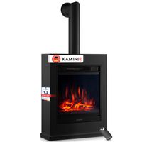 KAMINIO Elektrokamin KALLE mit Ofenrohr - Elektrischer Standkamin - Schwarz