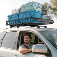 Dachgepäckträger Universal Dachkorb mit Windschutz, bis 150 kg, Schwarz