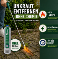 Unkrautbrenner NOLA 865 mit Piezozündung inkl. 600ml/330g Gaskartusche
