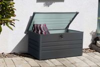 Metall-Aufbewahrungsbox 550 Liter, Kissenbox, Gartentruhe, ca. 165 x 70 x 62 cm – Anthrazit