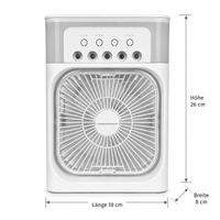Mini Luftkühler mit Wassertank USB-C LED Timer