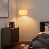 Stehlampe, Stehleuchte mit E27 Fassung, mit Wellenschirm für Wohnzimmer, Weiß