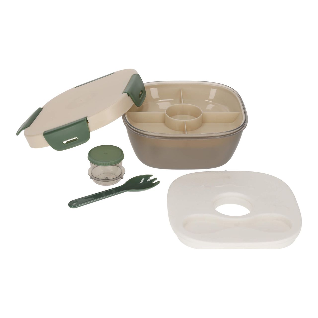 NORLÄNDER Lunchbox Beige Zion mit Kühlelement, Trennwand, Snackfach & Besteck für Büro & Schule