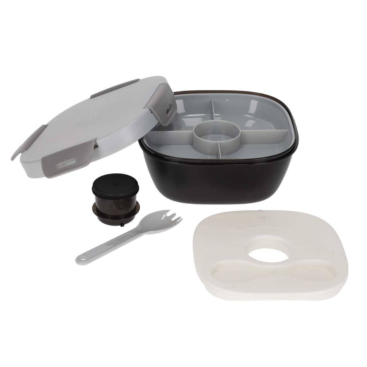 NORLÄNDER Lunchbox Grau Zion mit Kühlelement, Trennwand, Snackfach & Besteck für Büro & Schule