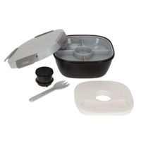 NORLÄNDER Lunchbox Grau Zion mit Kühlelement, Trennwand, Snackfach & Besteck für Büro & Schule
