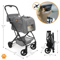 3in1 Hundebuggy Carry-Trio grau, Hundewagen und Hundesitz mit Isofix-Staiton