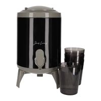 JENS Living Getränkespender 4L Schwarz mit Bechern & Ständer, Saftspender für Party & Buffet