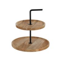 JENS Living Etagere : 2-stufig aus Mangoholz & Metall für Snacks & Deko Farbe Natur