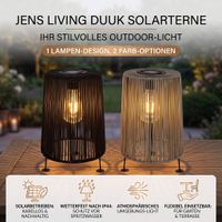 JENS Living LED Solar Dekoleuchte Schwarz IP44 | Gartenlaterne für Terrasse & Balkon