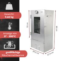 Räucherofen Edelstahl 201, 80 cm hoch mit höhenverstellbaren Auflagen