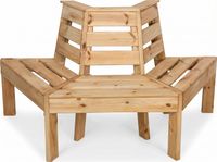Baumbank 180° 4-Eckig aus Tannenholz, ca. 74 x 167 x 75 cm
