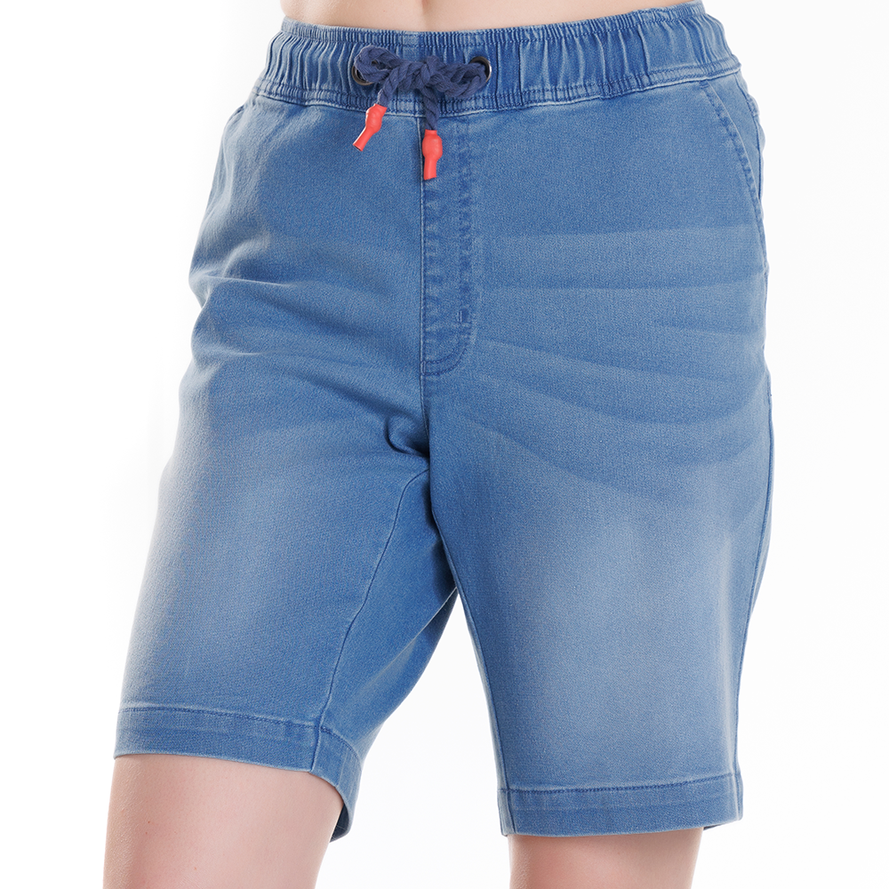 ElleNor Jogg-Jeans Bermuda für Damen Midblue