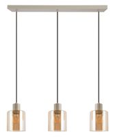 Lyska 72 x 12,5 x 120 cm, 3x E27 Fassung, Metall/Glas, beige/bernsteinfarben